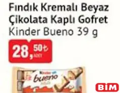 KİNDER BUENO FINDIK KREMALI BEYAZ ÇİKOLATA KAPLI GOFRET 39 G